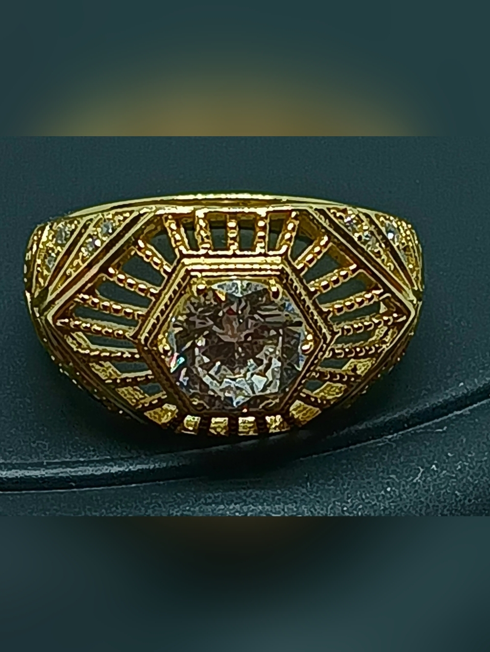 NWTs Art Deco Crystal .925 SS w Gold overlay Ring Sz 8[Retail $135]